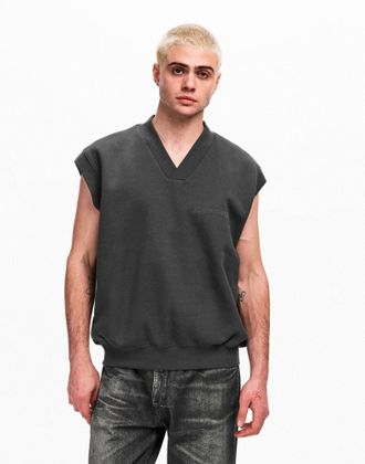 Fear of God Mens Essentials V Neck Sweatshirt Vest Black Clothing > Knitwear