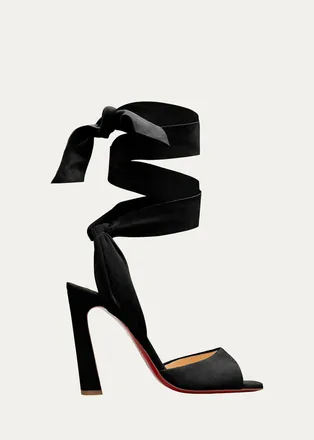 Christian Louboutin Rose Amelie Ankle-Wrap Red Sole Sandals