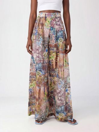 Momoni Pantaloni palazzo in seta stampata
