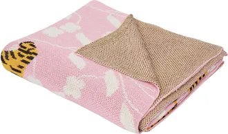 Beliani Beliani - Manta Moderna Habitaci&oacute;n Infantil Algod&oacute;n Rosa Motivo Tigres 130 X 170 Cm Nerai