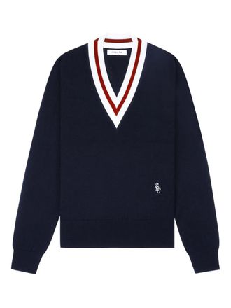 Sporty & Rich fine-knit jumper - women - Wool - L - Blue