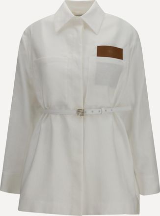 Fendi Giacca in lino e cotone con cintura Woman 40