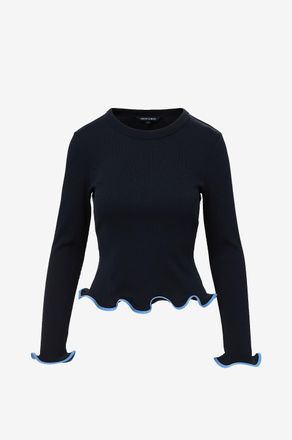 Veronica Beard Langarm-T-Shirt mit R&uuml;schen Elianne