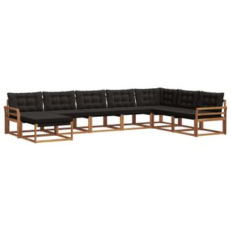 vidaXL Conjunto De Sof&aacute;s De Exterior Con Coj&iacute;n 8 Pcs Natural Y Negro Vidaxl