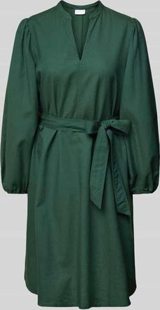 Jake*s Knielanges Kleid aus Leinen-Mix mit Tunikakragen in Dunkelgruen, Gr&ouml;&szlig;e 32