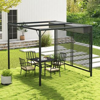 OUTSUNNY 3 x 2.8m Metal Pergola Patio Sun Shelter Grape Tent Retractable Canopy Gazebo in Grey