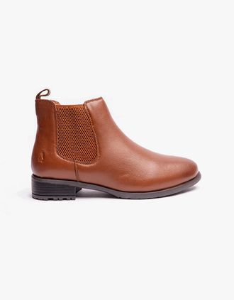 Hush Puppies Womens Hush Puppies SAMMIE Womens Leather Chelsea Boots Tan - Brown - Size: 3