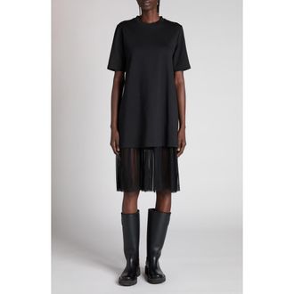 Moncler Mixed Media Dress in Black at Nordstrom, Size Xx-Small