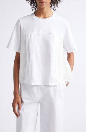 3.1 Phillip Lim Mixed Media Cotton T-Shirt in White at Nordstrom, Size X-Small