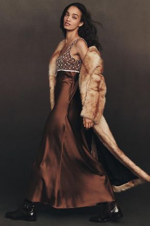 Stand Studio Nora Faux Fur Longline Coat Jacket