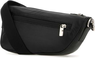 Burberry Mens Leather Shield Crossbody Bag Black Calf
