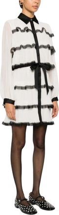 BABYLON Point-Collar Lace-Trim Short Dress - Dames - Korte kleedjes - Veelkleurig - S - Kleedjes
