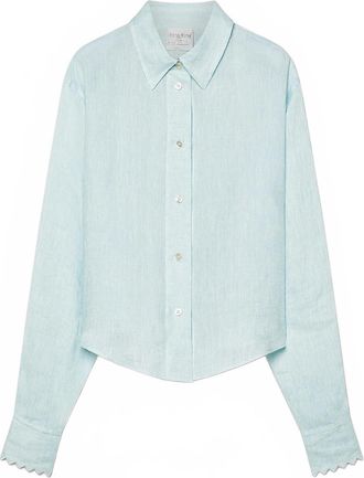 Forte_Forte Womens Linen Gauze Embroidered Edges Shirt In Plume