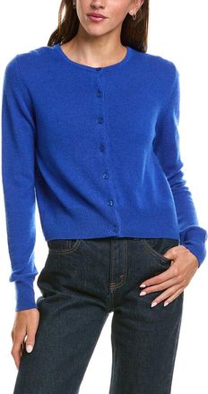 Fort&eacute; Cashmere Basic Cropped Button 100% Cashmere Cardigan