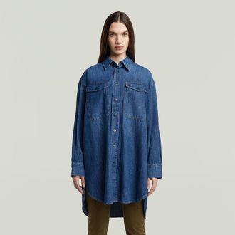 G-Star Oversized Denim Blouse Evergreen - Midden blauw - Dames
