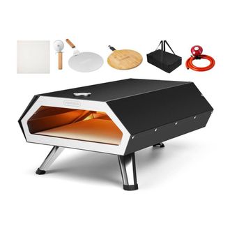 VonHaus Outdoor Tabletop with Accessories Gas Pizza Oven in Black
