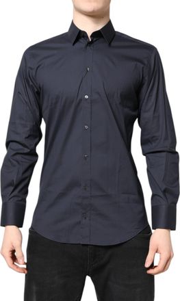 Dolce & Gabbana Dark Blue MARTINI Cotton Dress Formal Mens Shirt