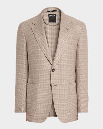 Ermenegildo Zegna Men & apos;s Silk and Cashmere Houndstooth Notch-Lapel Sport Coat