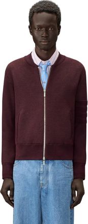 Thom Browne Mens Zip Up Bomber Jacket Merino Burgundy Red