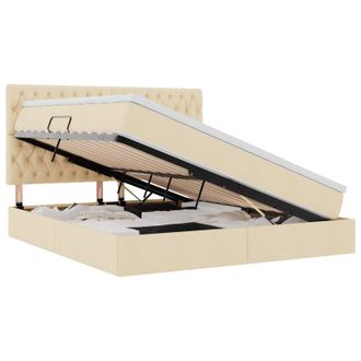 vidaXL Letto Con Contenitore Led E Materasso Crema 160 X 200 Cm Vidaxl