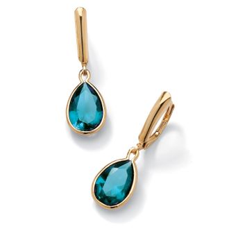 Palm Beach Jewelry Birthstone Earrings 14k Gold-plated Sterling Silver