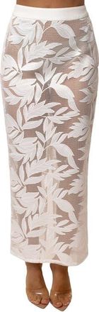 JLUXLABEL Bali Nights Embroidered Skirt in White at Nordstrom, Size Medium
