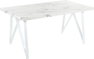 Beliani Beliani - Modern Dining Table Marble Effect White Rectangular Tabletop 160 x 90 cm Grieger