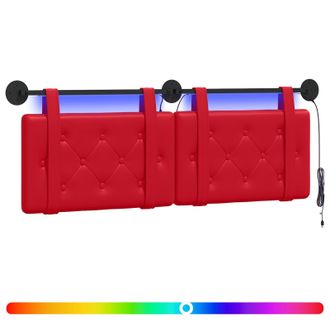 vidaXL Cabecero Colgante Con Luz Led Rojo Cuero Sint&eacute;tico Vidaxl
