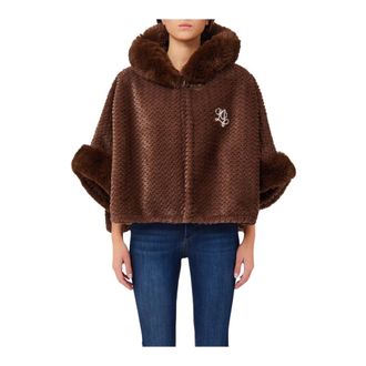 Liu Jo Cappa Fakefur Laserato - - Jackets - Donna - Marrone - ONE SIZE