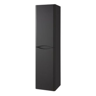 Clifton Matt Graphite Wall Hung 2 Door Tall Storage Unit 35cm Wide x 33cm Deep in Dark Grey | Size: 35 cm Wide x 33 cm Deep