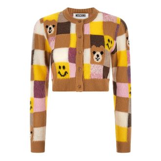 Moschino Smiley e Teddy Bear Cardigan - Dames - Vesten - Veelkleurig - M - Wol - Truien & Vesten