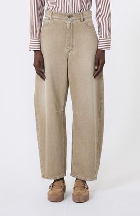 Max Mara Arcadia Barrel Leg Jeans in Beige at Nordstrom, Size 10