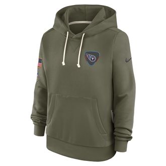 Nike Tennessee Titans Salute to Service Sideline Nike Womens Dri-FIT NFL Pullover Hoodie in Brown | 03C32DHA2W-ACE