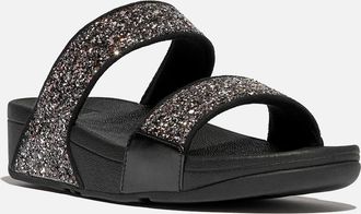 FitFlop Womens Fitflop Lulu 2 Bar Glitter Polyurethane Womens Black/Multi Sandals - Size: 4