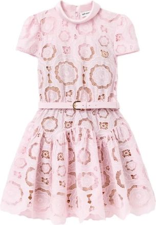 Self Portrait Floral Lace Mini Dress - Dames - Korte kleedjes - Roze - XS - Polyester - Kleedjes