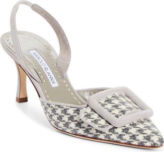 Manolo Blahnik Mayslibi Slingback Pump in Ivory/light Grey at Nordstrom, Size 37.5