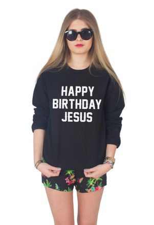 Sanfran Clothing Sanfran - Happy Birthday Jesus Christmas Sweater - Extra Large/Black