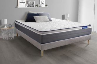 Actisom Somier gris + colch&oacute;n con espuma viscoel&aacute;stica 120 x 195