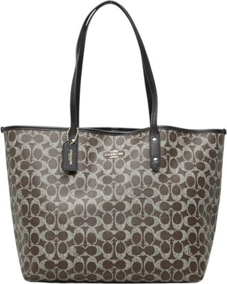 Coach Black Brown Pvc Leather Handbag Tote Bag (Pre-Owned)
