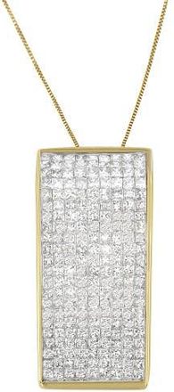 House of Brilliance 14K Yellow Gold Princess Cut Diamond Block Pendant Necklace at Nordstrom