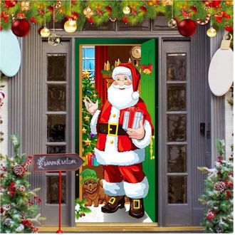 Trade Shop Trade Shop - Copriporta Natale Copertura Per Porta Casa Decorazioni Sfondi Natalizi 90x210 Cm