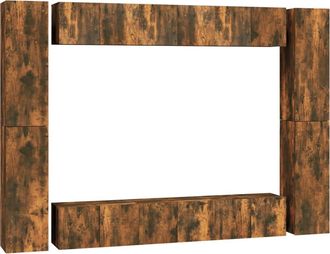 vidaXL Vidaxl - Set De Muebles De Tv 10 Pzas Madera Contrachapada Roble Ahumado