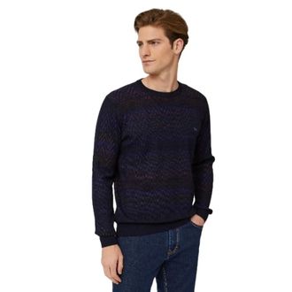 Harmont & Blaine Hoodies & sweatvesten, Heren, Blauw, L, Wol, Elegante Wol Zig-Zag Trui