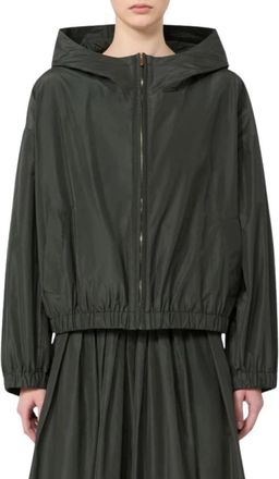 Max Mara Giacca con cappuccio in taffet&agrave; antigoccia - Dames - Zomerjassen - Groen - XS - Jassen