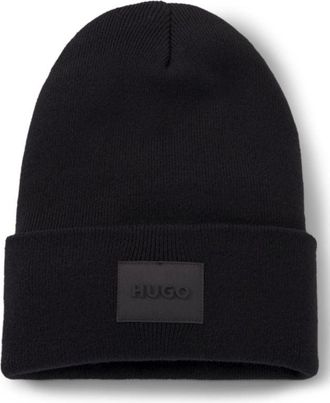 HUGO BOSS Cotton beanie with logo label