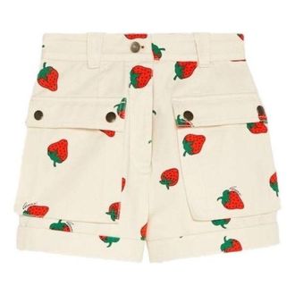 Gucci (WMNS) Gucci Strawberry Print Cotton Twill Shorts Ivory 753327-XDCNK-9118