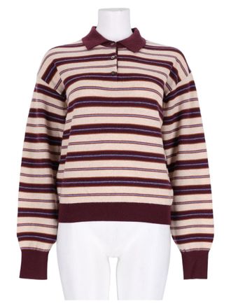 Guest In Residence Multicolor Striped Polo Collar Cashmere Sweater