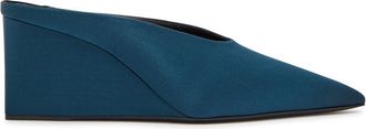Alaia 75 Satin Wedge Mules - Dark Blue - 40 (IT40 / UK7)