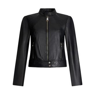 Liu Jo Leather Jackets, female, Black, XS, Giacca biker in pelle ecologica