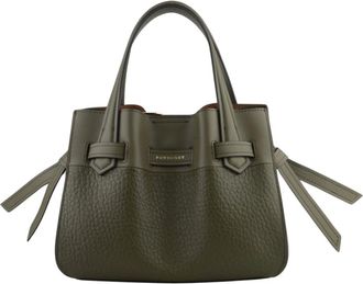 Pourchet Tassen, Dames, Groen, ONE Size, Leer, Kaki handtas maat S - van leer